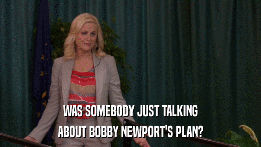 WAS SOMEBODY JUST TALKING ABOUT BOBBY NEWPORT'S PLAN? 