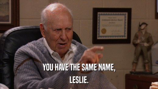 YOU HAVE THE SAME NAME, LESLIE. 