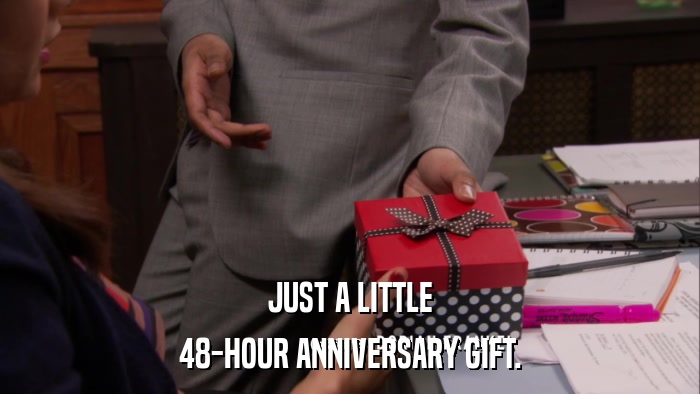 JUST A LITTLE 48-HOUR ANNIVERSARY GIFT. 