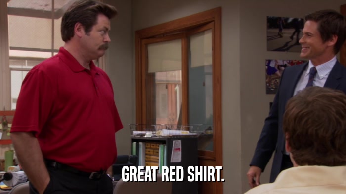 GREAT RED SHIRT.  