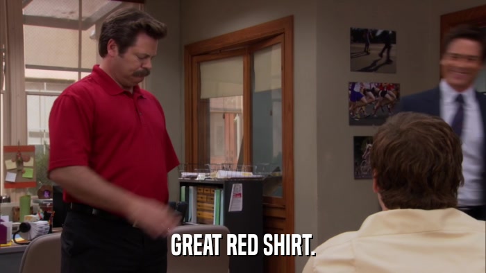 GREAT RED SHIRT.  