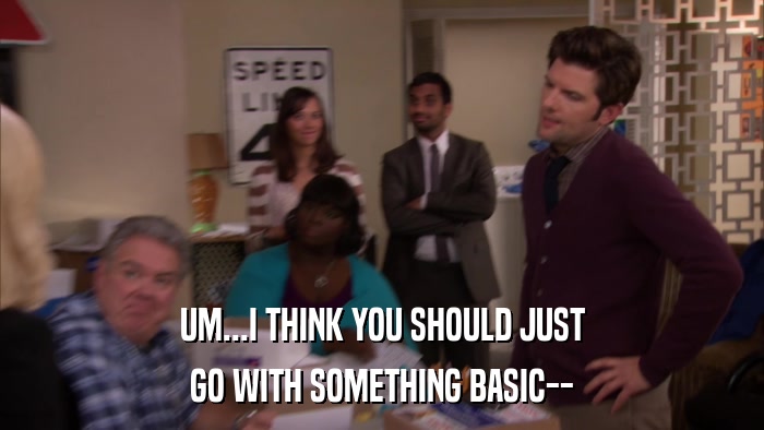 UM...I THINK YOU SHOULD JUST GO WITH SOMETHING BASIC-- 