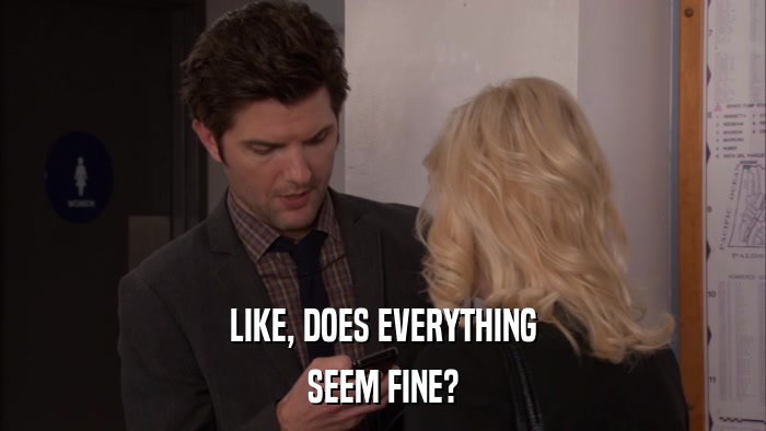 LIKE, DOES EVERYTHING SEEM FINE? 