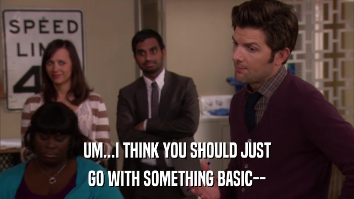 UM...I THINK YOU SHOULD JUST GO WITH SOMETHING BASIC-- 