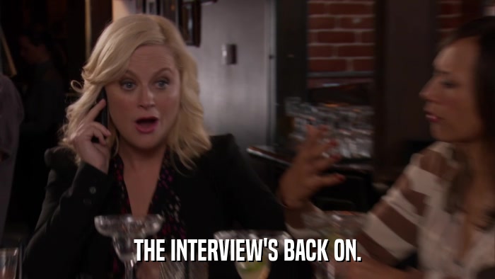 THE INTERVIEW'S BACK ON.  