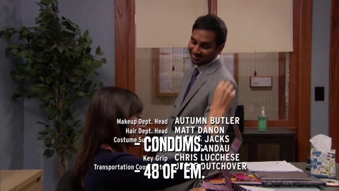 - CONDOMS. - 48 OF 'EM. 