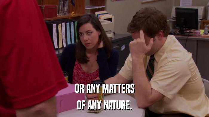 OR ANY MATTERS OF ANY NATURE. 