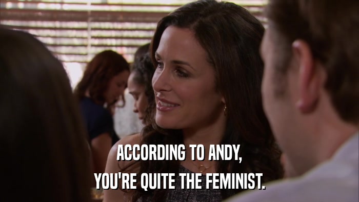ACCORDING TO ANDY, YOU'RE QUITE THE FEMINIST. 