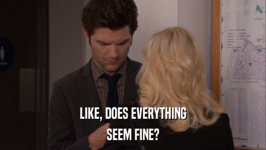 LIKE, DOES EVERYTHING SEEM FINE? 
