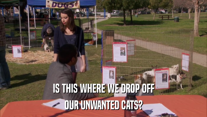 IS THIS WHERE WE DROP OFF OUR UNWANTED CATS? 