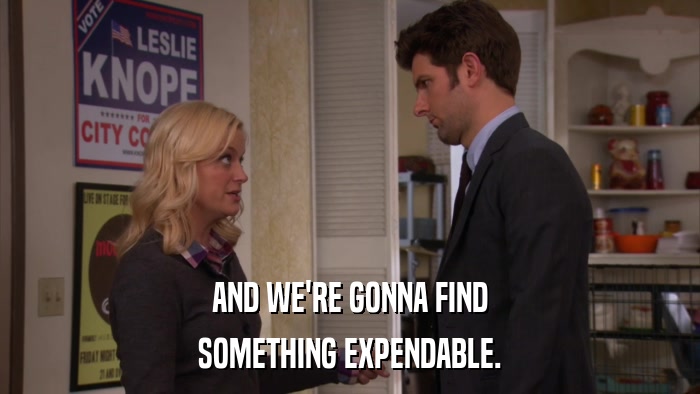 AND WE'RE GONNA FIND SOMETHING EXPENDABLE. 