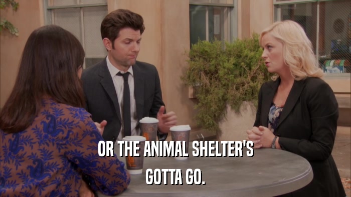 OR THE ANIMAL SHELTER'S GOTTA GO. 