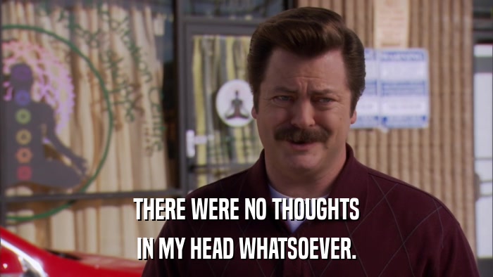 THERE WERE NO THOUGHTS IN MY HEAD WHATSOEVER. 