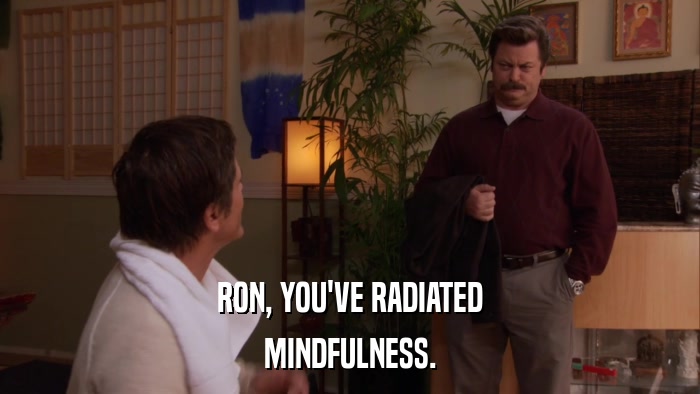 RON, YOU'VE RADIATED MINDFULNESS. 