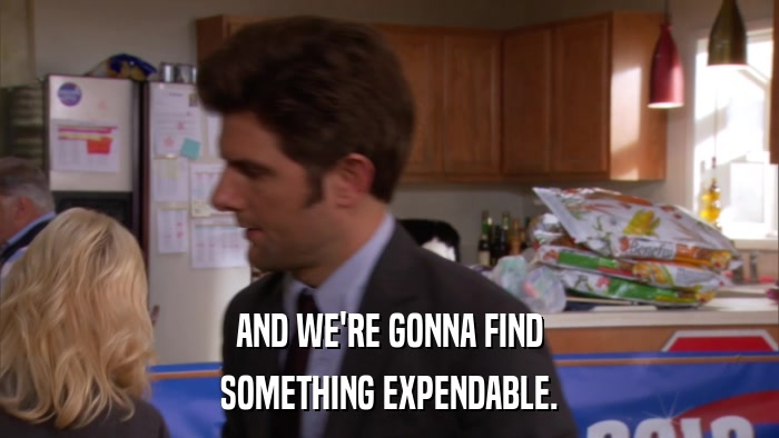 AND WE'RE GONNA FIND SOMETHING EXPENDABLE. 