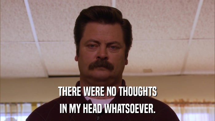 THERE WERE NO THOUGHTS IN MY HEAD WHATSOEVER. 