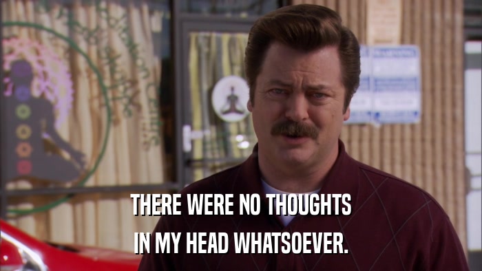 THERE WERE NO THOUGHTS IN MY HEAD WHATSOEVER. 