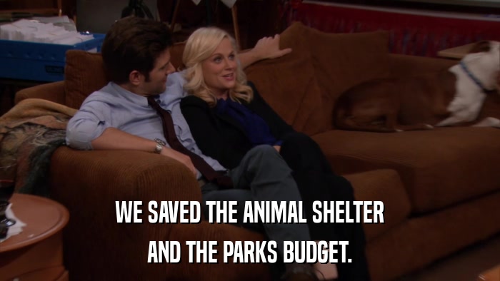 WE SAVED THE ANIMAL SHELTER AND THE PARKS BUDGET. 