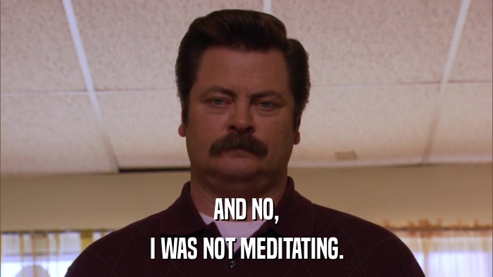 AND NO, I WAS NOT MEDITATING. 