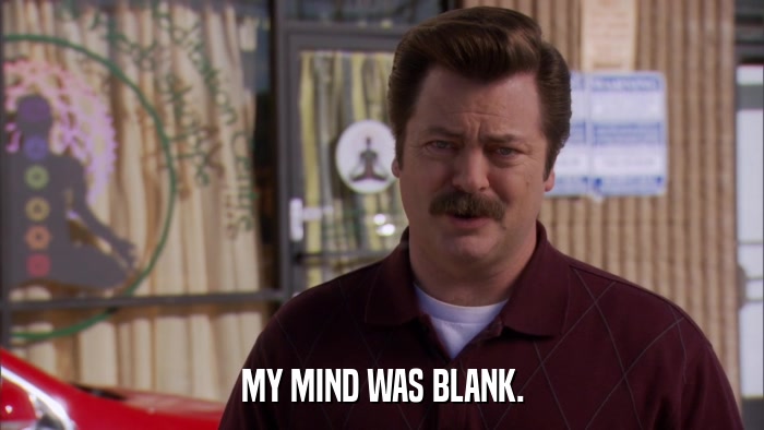 MY MIND WAS BLANK.  