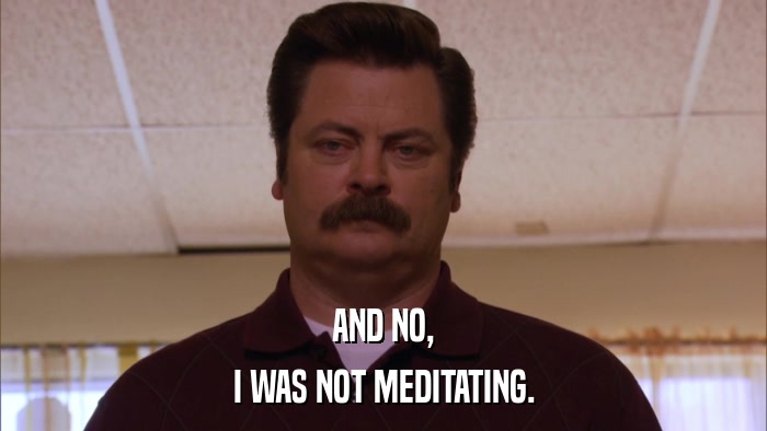 AND NO, I WAS NOT MEDITATING. 