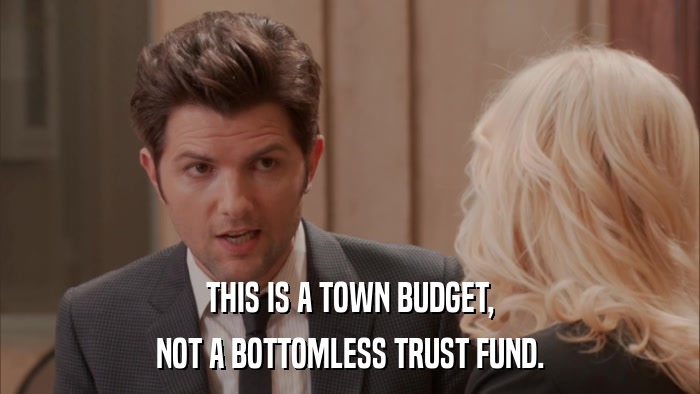 THIS IS A TOWN BUDGET, NOT A BOTTOMLESS TRUST FUND. 