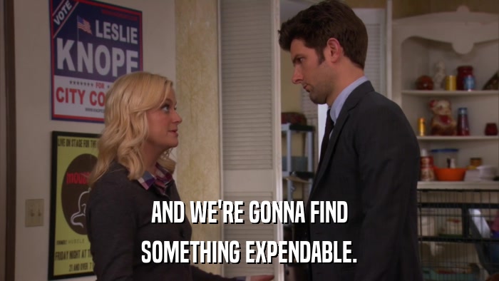 AND WE'RE GONNA FIND SOMETHING EXPENDABLE. 