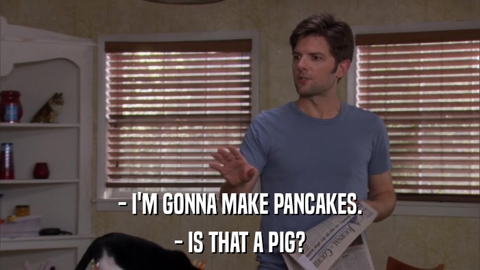 - I'M GONNA MAKE PANCAKES. - IS THAT A PIG? 