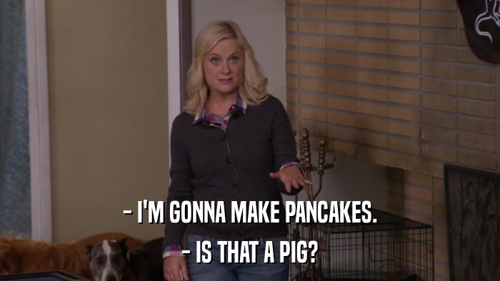 - I'M GONNA MAKE PANCAKES. - IS THAT A PIG? 