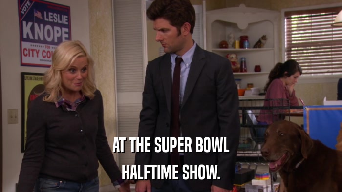 AT THE SUPER BOWL HALFTIME SHOW. 