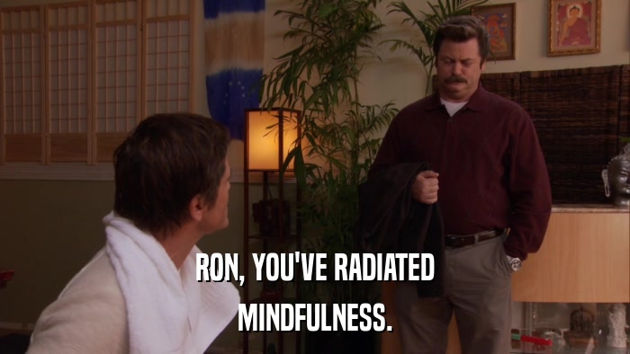 RON, YOU'VE RADIATED MINDFULNESS. 