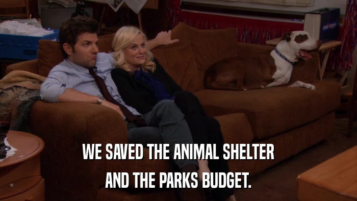 WE SAVED THE ANIMAL SHELTER AND THE PARKS BUDGET. 