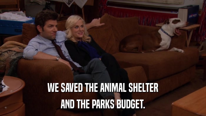 WE SAVED THE ANIMAL SHELTER AND THE PARKS BUDGET. 