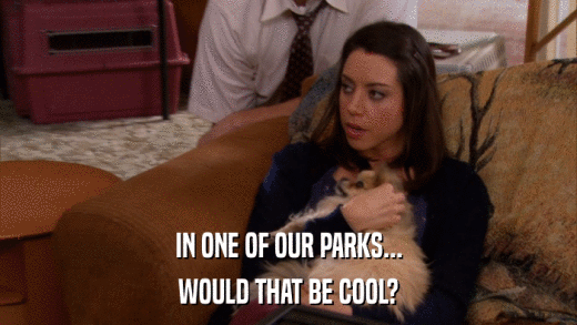 IN ONE OF OUR PARKS... WOULD THAT BE COOL? 