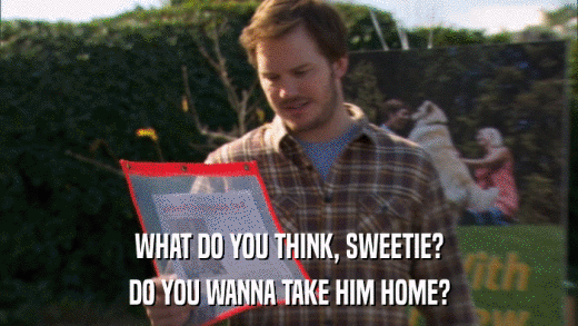 WHAT DO YOU THINK, SWEETIE? DO YOU WANNA TAKE HIM HOME? 