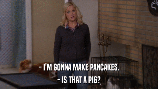 - I'M GONNA MAKE PANCAKES. - IS THAT A PIG? 