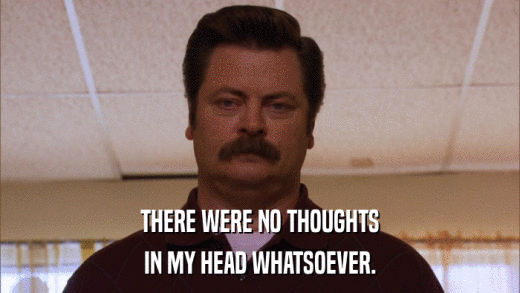 THERE WERE NO THOUGHTS IN MY HEAD WHATSOEVER. 