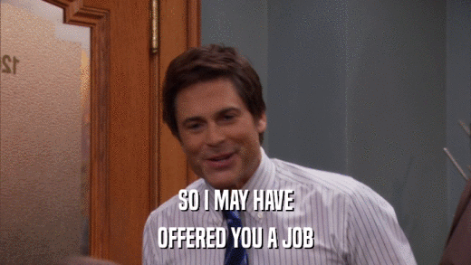 SO I MAY HAVE OFFERED YOU A JOB 