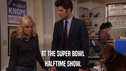 AT THE SUPER BOWL HALFTIME SHOW. 