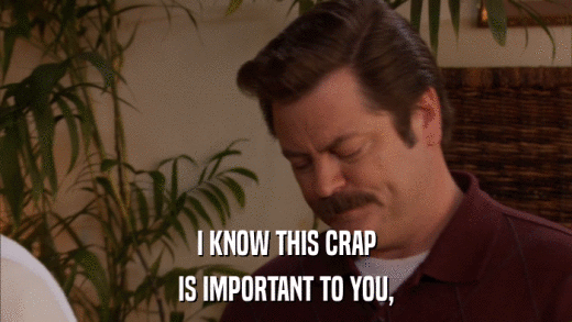 I KNOW THIS CRAP IS IMPORTANT TO YOU, 
