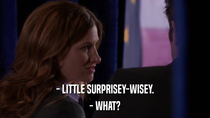 - LITTLE SURPRISEY-WISEY. - WHAT? 
