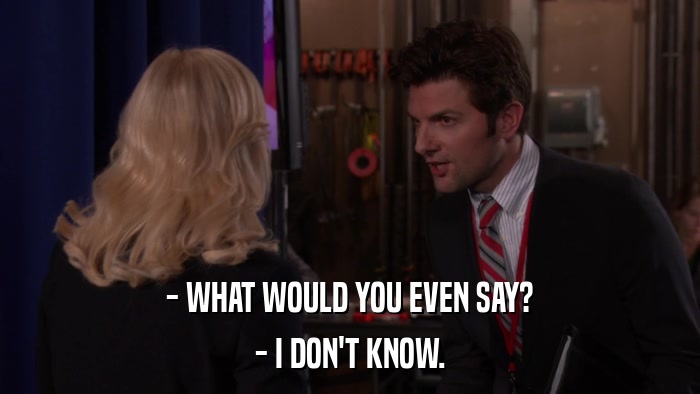 - WHAT WOULD YOU EVEN SAY? - I DON'T KNOW. 