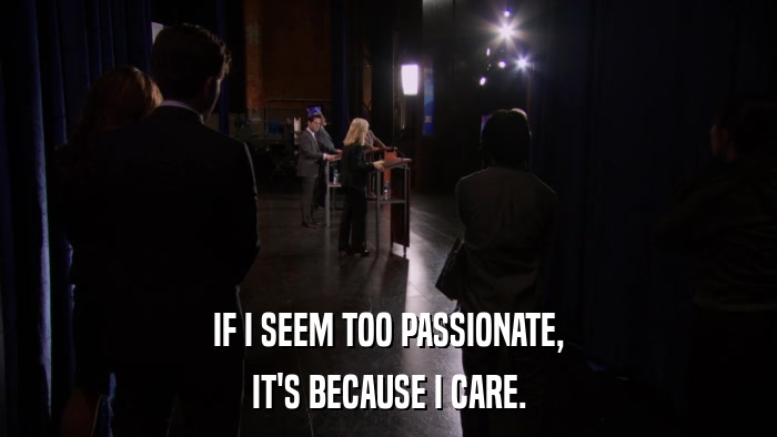 IF I SEEM TOO PASSIONATE, IT'S BECAUSE I CARE. 