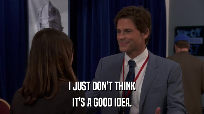 I JUST DON'T THINK IT'S A GOOD IDEA. 