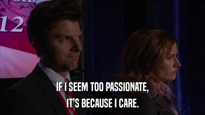 IF I SEEM TOO PASSIONATE, IT'S BECAUSE I CARE. 