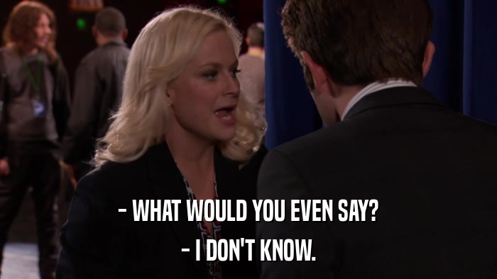 - WHAT WOULD YOU EVEN SAY? - I DON'T KNOW. 