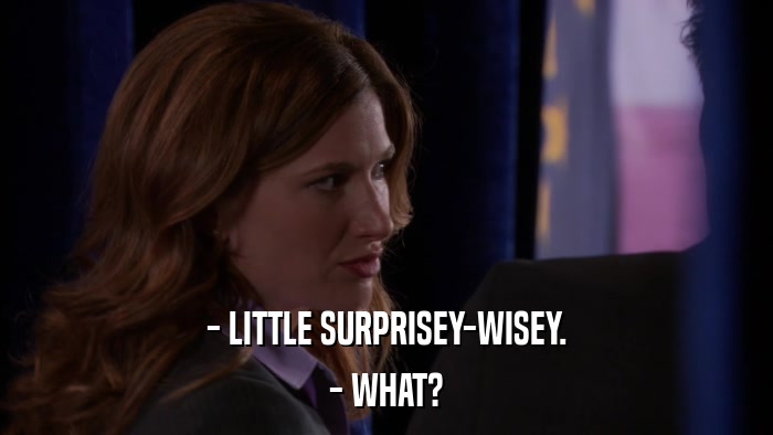 - LITTLE SURPRISEY-WISEY. - WHAT? 