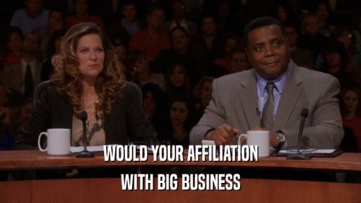WOULD YOUR AFFILIATION WITH BIG BUSINESS 