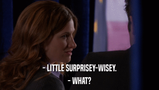 - LITTLE SURPRISEY-WISEY. - WHAT? 