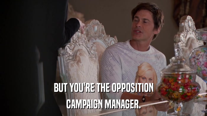 BUT YOU'RE THE OPPOSITION CAMPAIGN MANAGER. 